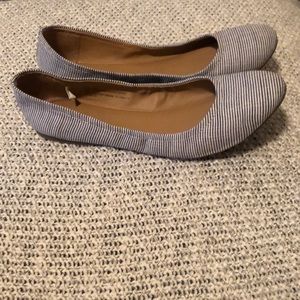 Blue and white striped flats
